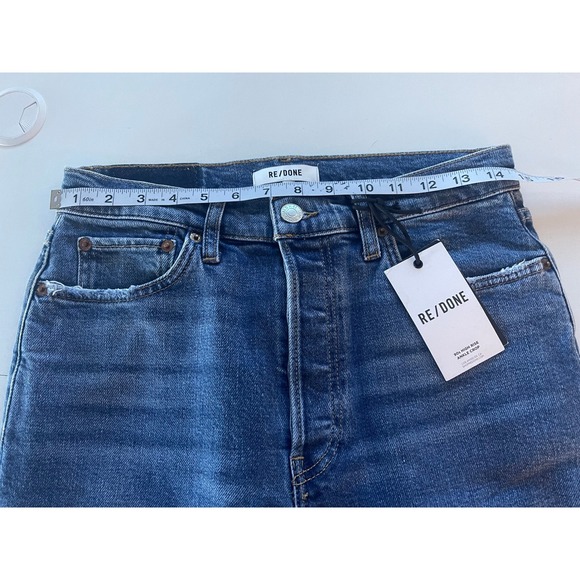 RE/DONE 90s High Rise Ankle Crop Vintage Indigo Destroy Jeans Size 28‎ New - Picture 7 of 10